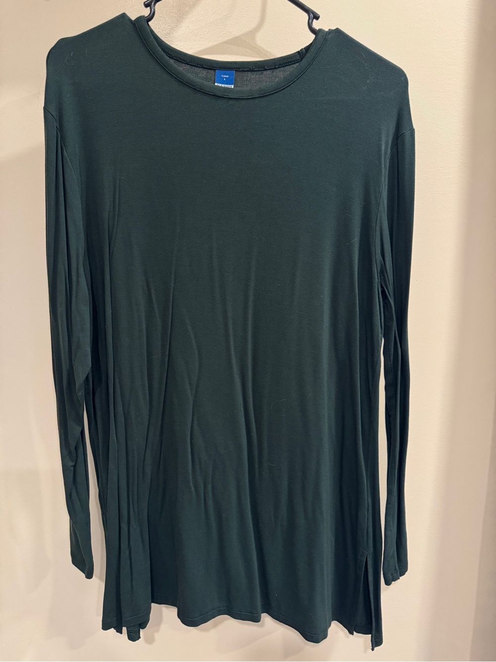 Old Navy Long Sleeve Crewneck Top in Dark Green